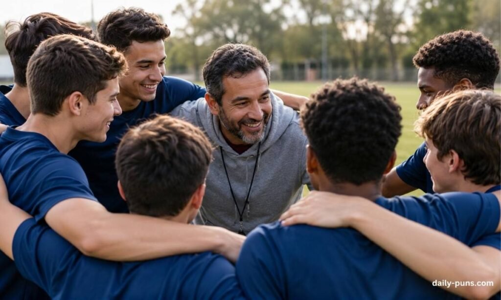 Coach Leading a Team Huddle